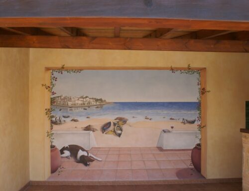 Mural in barbecue space for a private residence in Algarve